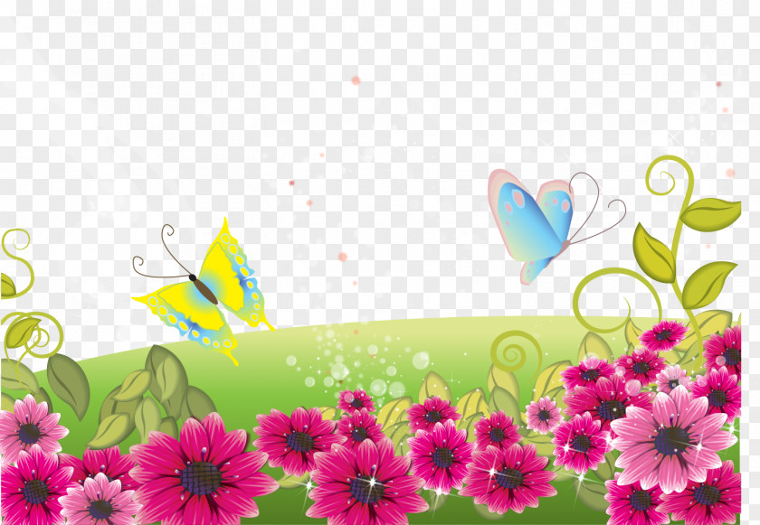 Fields Butterfly Flower Euclidean Vector PNG