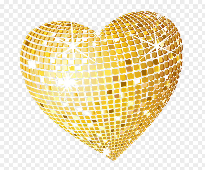 Gold Disco Heart Clipart Picture PNG