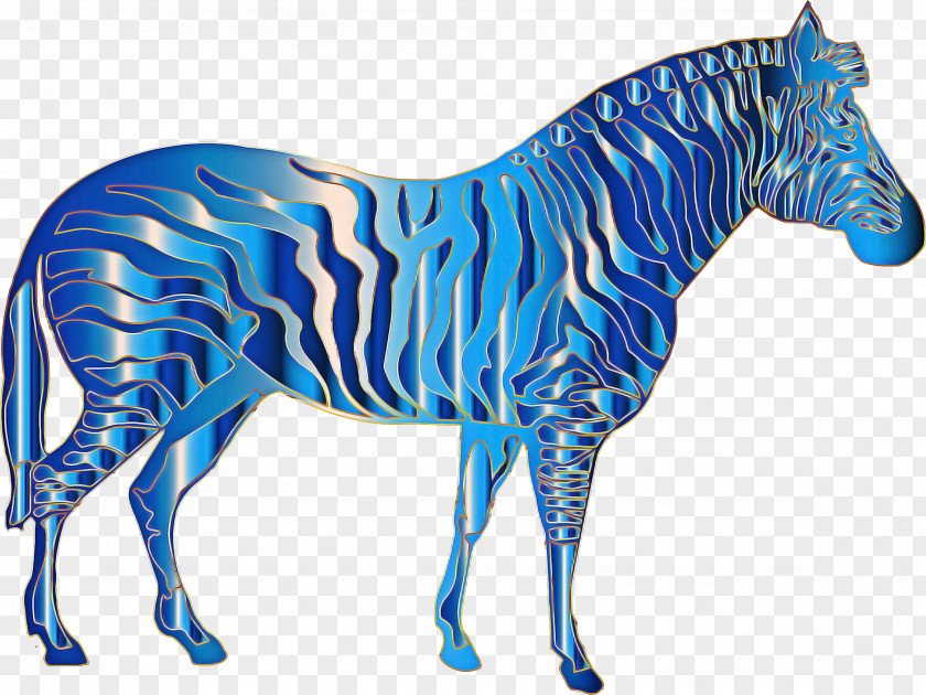 Line Art Electric Blue Zebra Cartoon PNG
