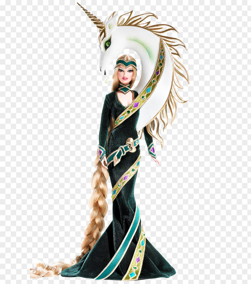 Barbie Lady Of The Unicorns Doll By Bob Mackie Gold Movie Mixer PNG