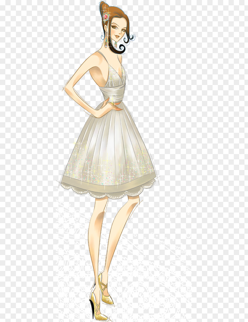 Dress Gown Costume Design Drawing PNG