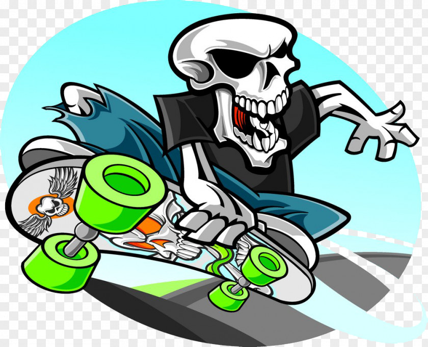 Skull Skateboard Skateboarding Human Skeleton Illustration PNG