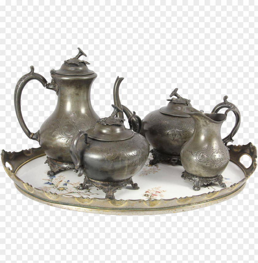 Brass Ceramic Pottery Saucer Teapot 01504 PNG