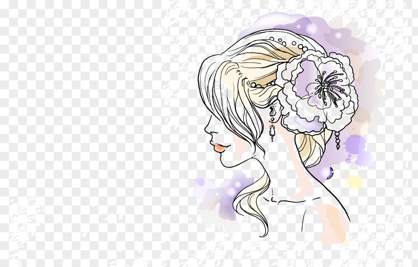 Hand-painted Artwork Bride Vector Material Woman Fashion Illustration PNG