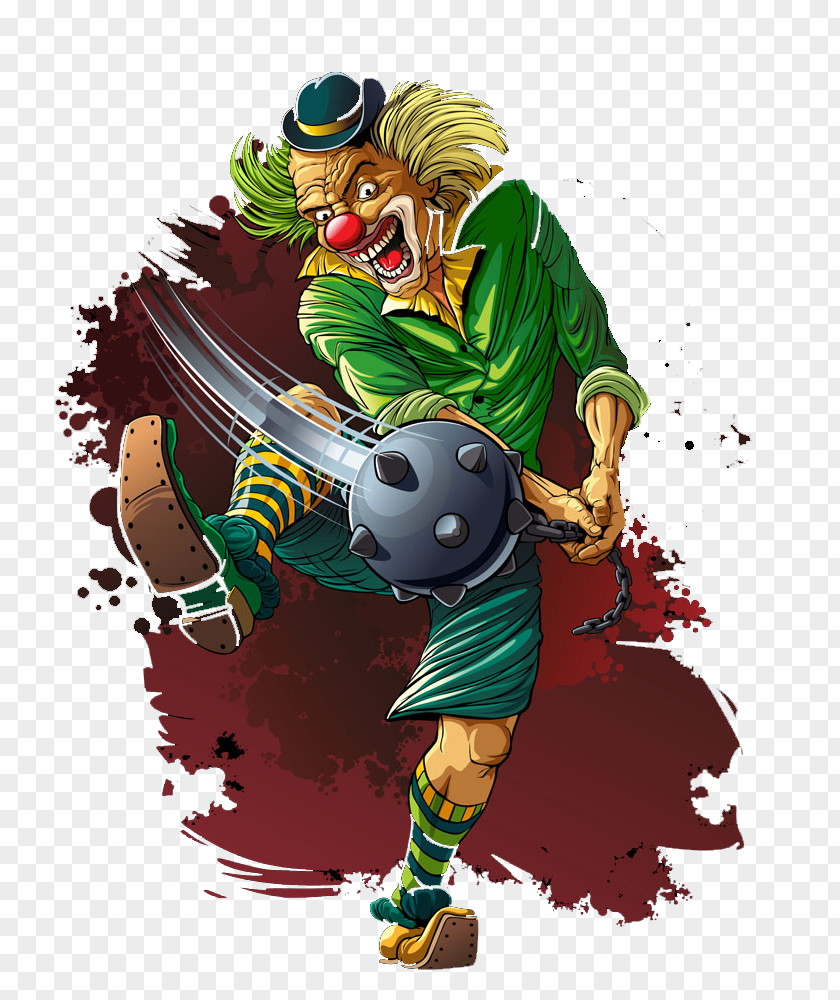 Murderous Clown Cartoon Illustration PNG