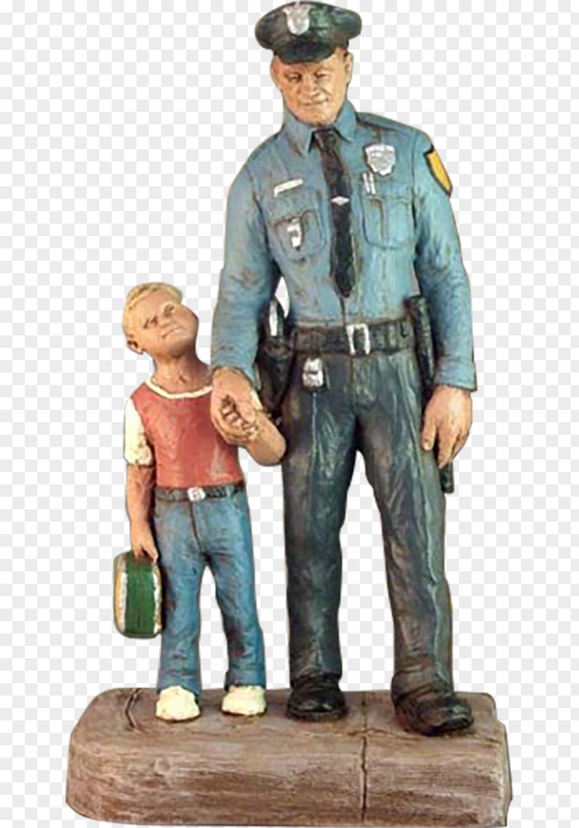 Painted Eagle Police Officer Figurine Statue PNG
