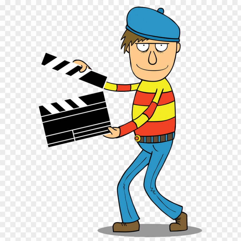 Cartoon Man Holding Log Card Film Director Royalty-free Illustration PNG