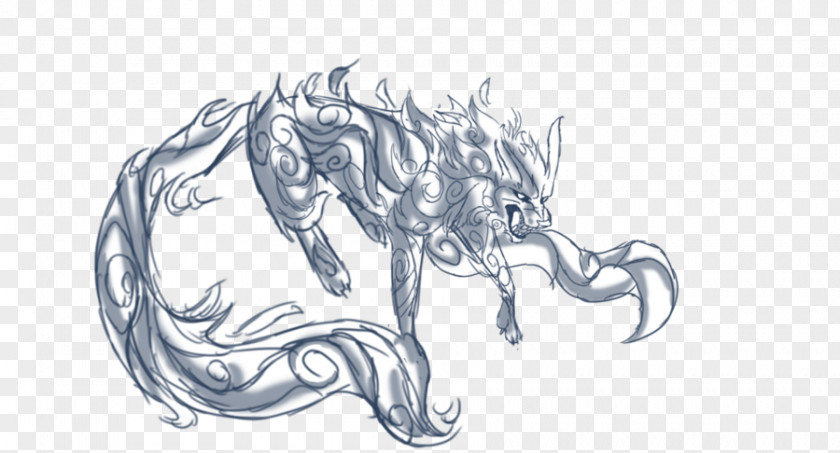 Double Tail Tailed Beasts Naruto Line Art Sketch PNG