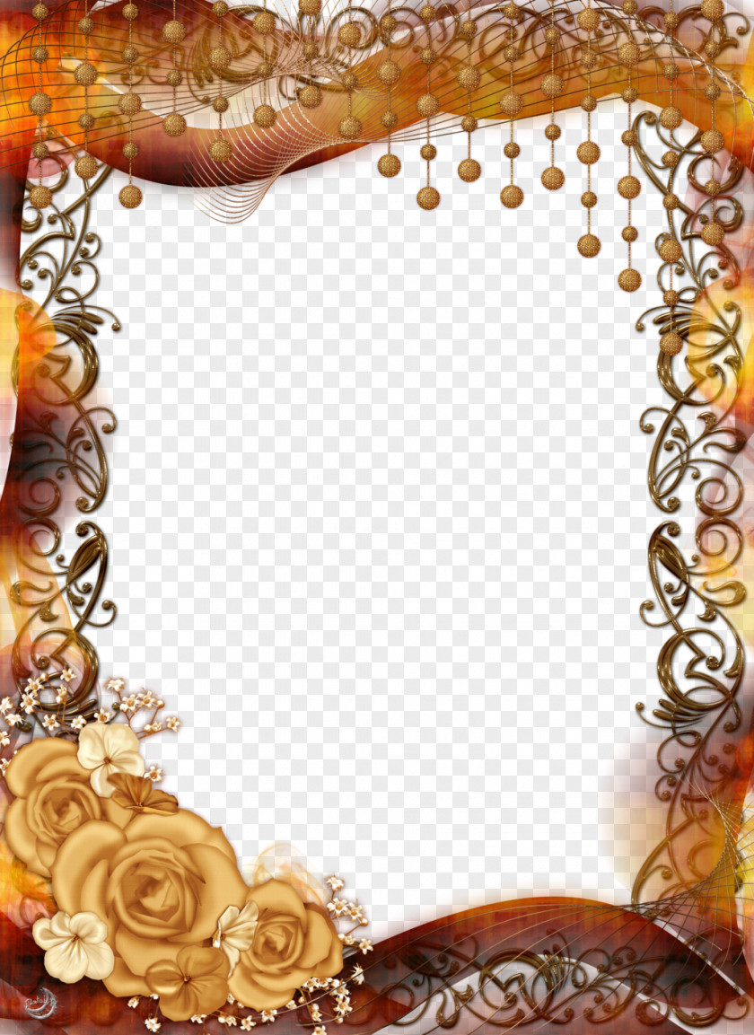 Gold Flower Frame Pic Picture Wallpaper PNG