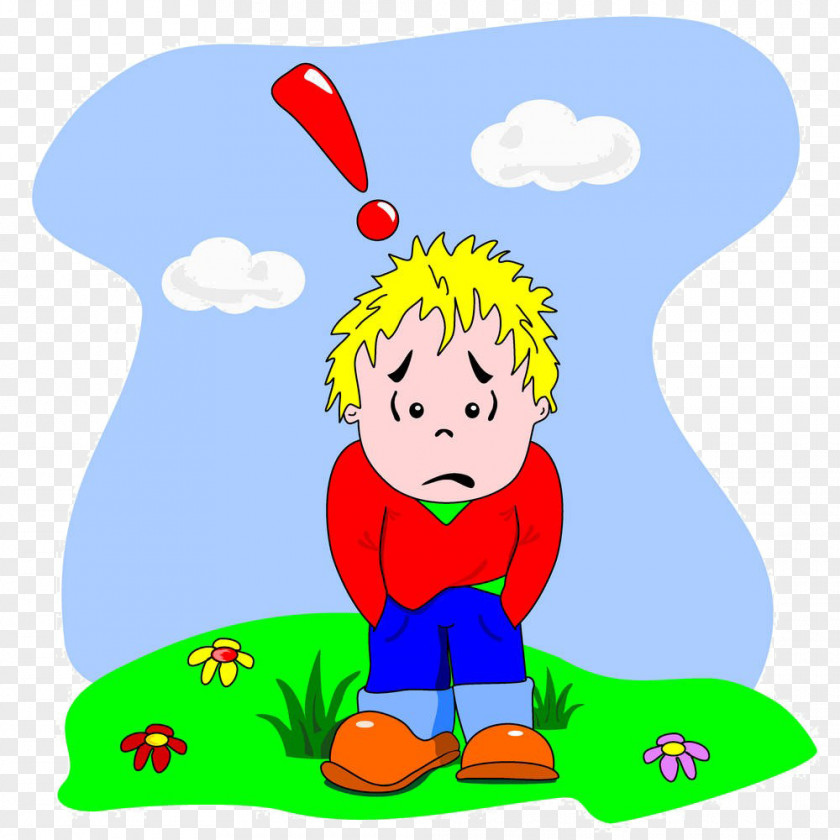 Cartoon Thinking Boys Caricature Sadness Disappointment Illustration PNG