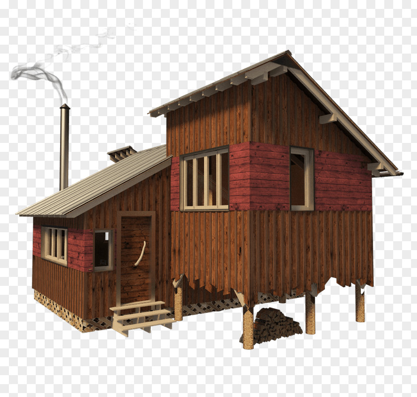 House Log Cabin Cottage Building Plan PNG