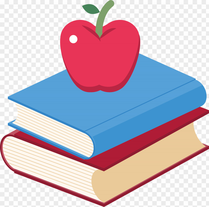 Two Books, An Apple Book Clip Art PNG