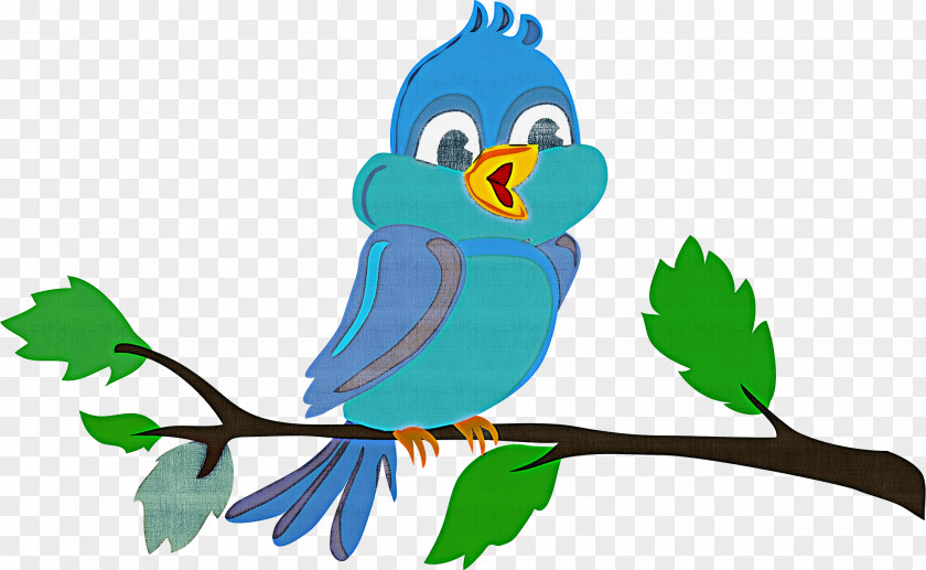 Budgie Leaf Bird Parrot Cartoon Bluebird Branch PNG