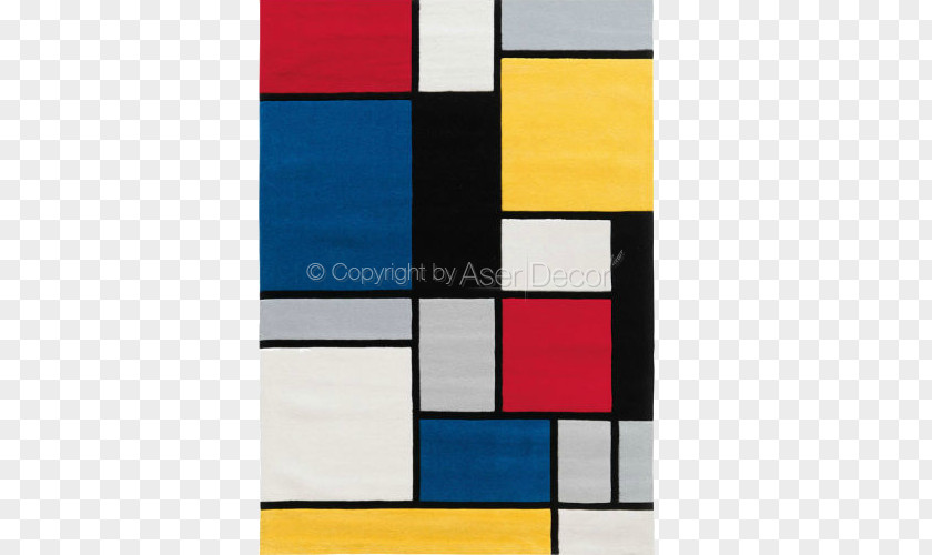 Carpet Painting Vloerkleed Composition C (No.III) With Red, Yellow And Blue Abstract Art PNG