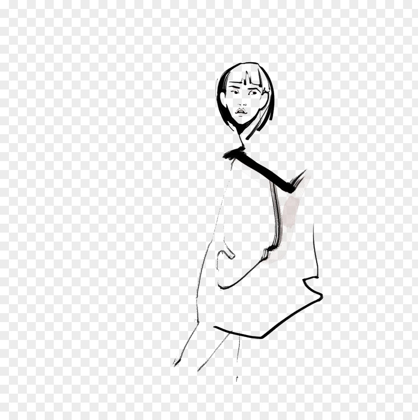 Cartoon Fashion Woman Sketchbook Paris Week Sketch PNG