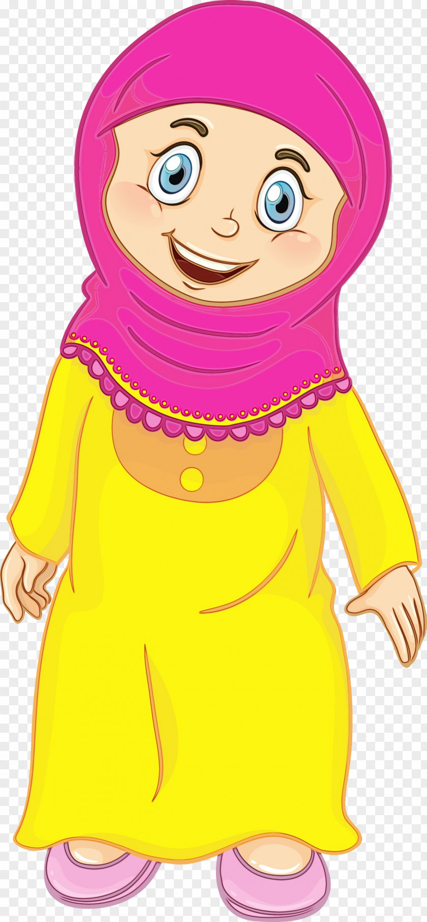 Cartoon Yellow Pink Smile Child PNG