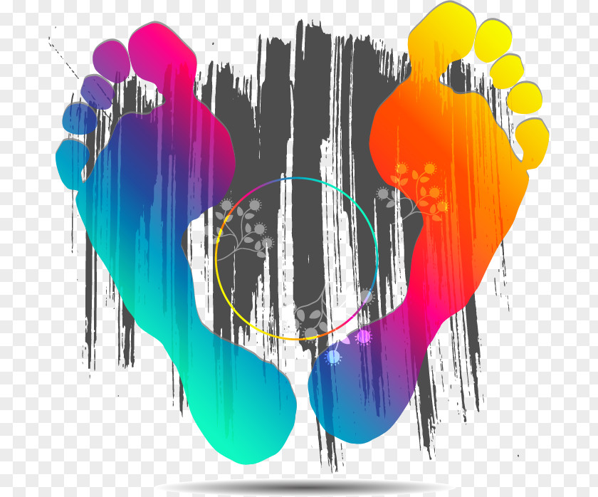 Color Ink Footprints Graphic Design Clip Art PNG