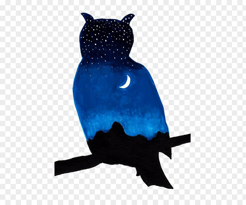 Owl Silhouette Watercolor Painting Clip Art PNG