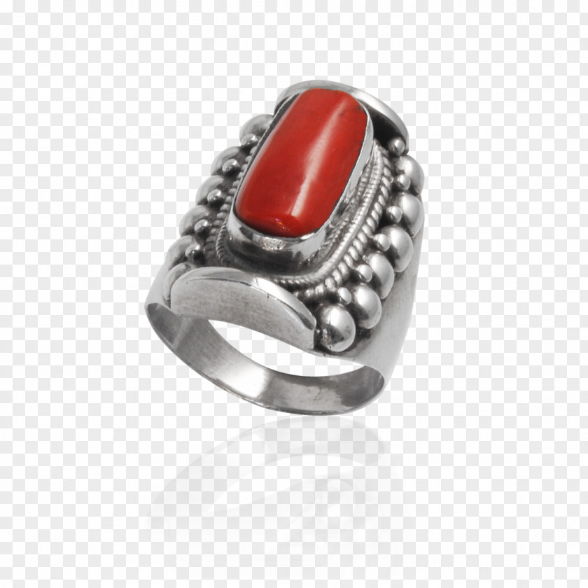 Silver Ring Red Coral Gemstone Tanzanite PNG