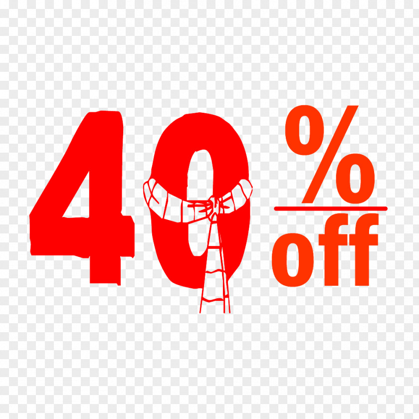 Christmas 40% Discount Tag. PNG