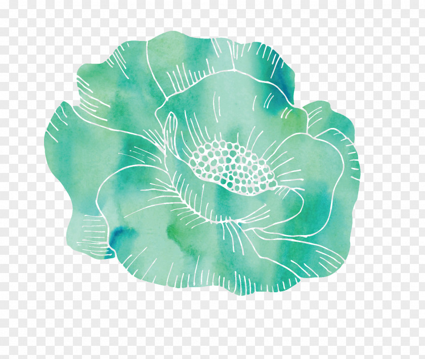 Green Flowers Watercolor Painting Clip Art PNG