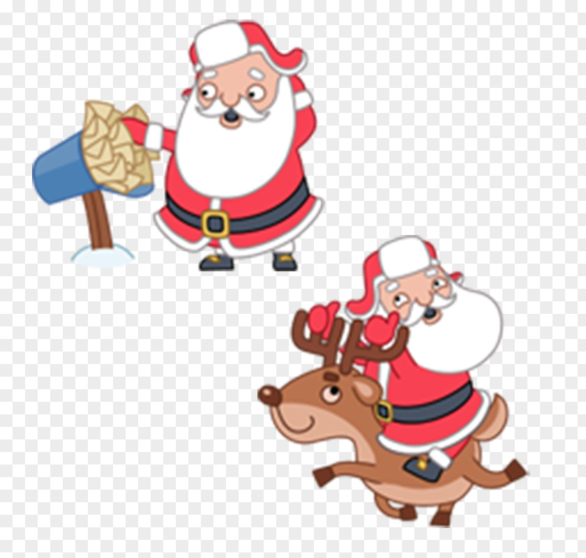 Christmas Cartoon Santa Claus Rudolph Reindeer Icon PNG
