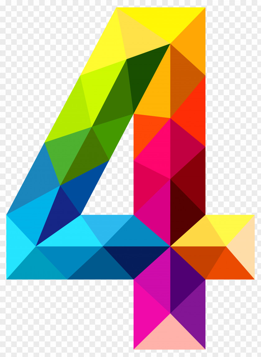 Colourful Triangles Number Four Clipart Image Papua New Guinea Icon Data PNG