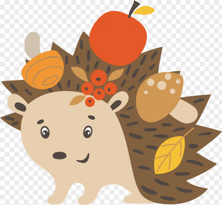 Cute Hedgehog Vector Autumn Illustration PNG
