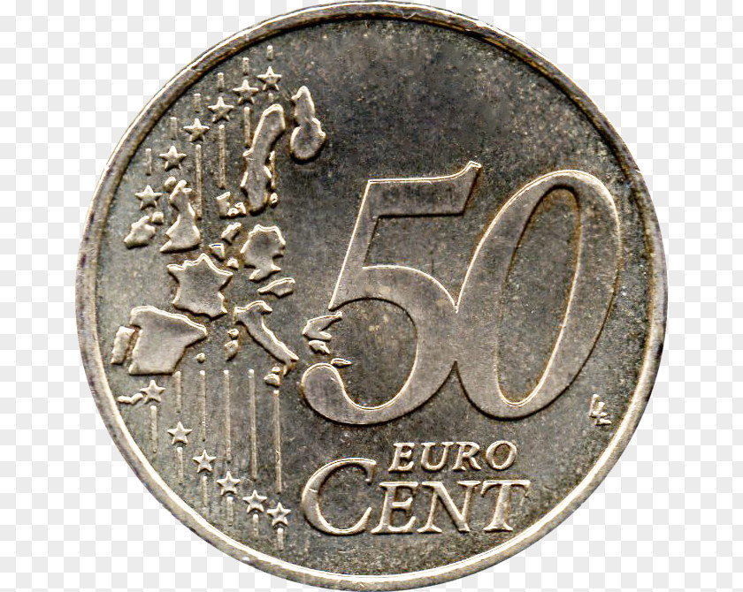 Euro 50 Cent Coin Coins PNG