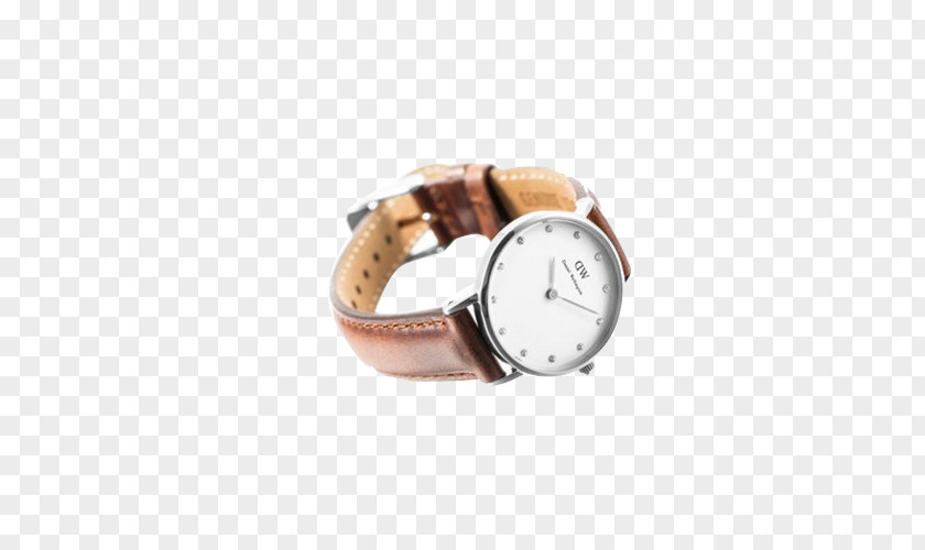 Silver Edge Watch Daniel Wellington Leather Quartz Clock PNG