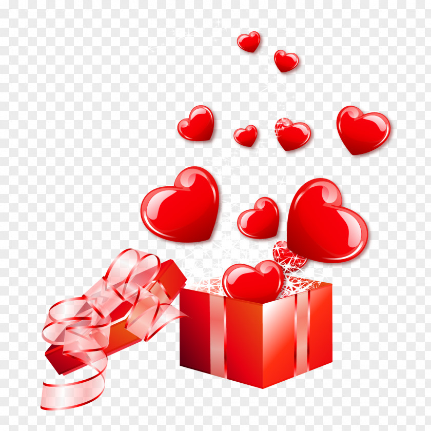 Fly Out Of The Gift Box Love Vector Material Vecteur PNG