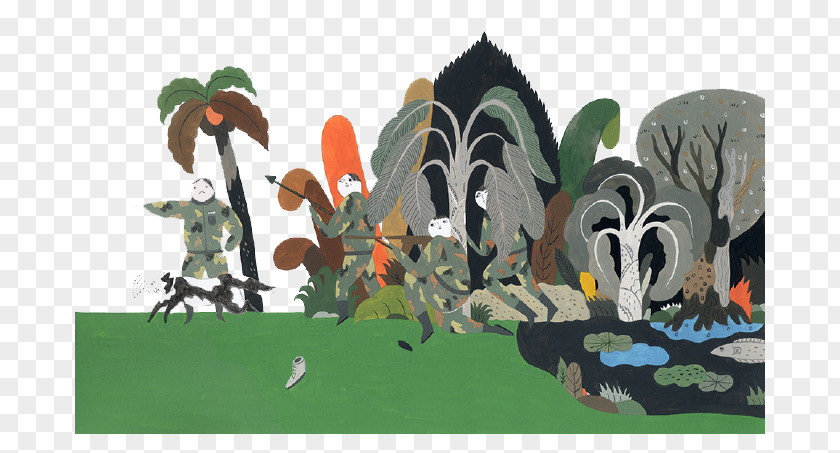 Cartoon Forest Hunting Illustration PNG