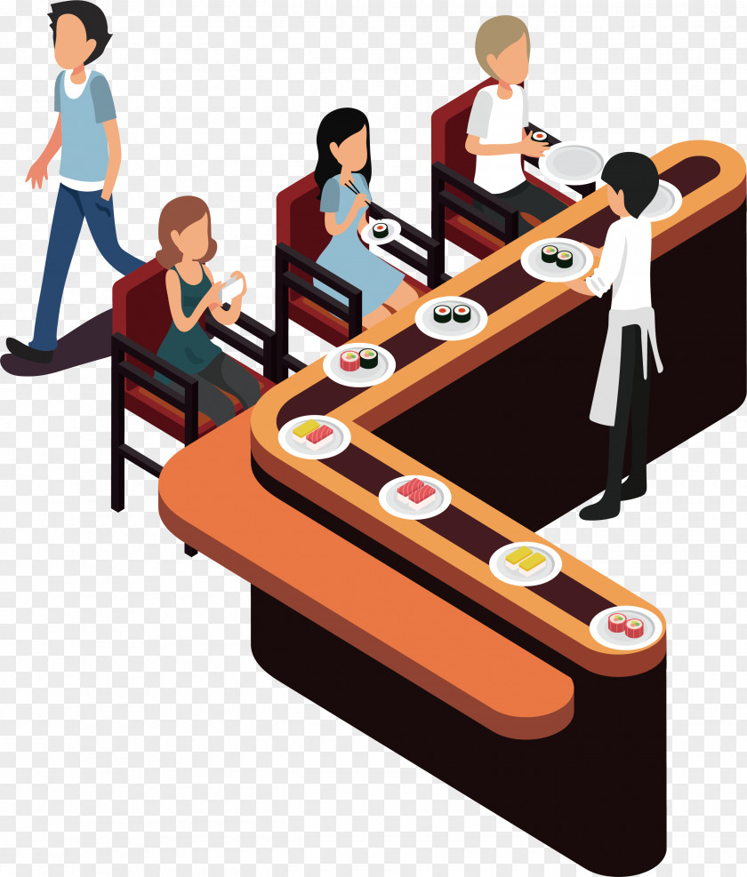 Japanese Sushi Conveyor Belt Cuisine PNG