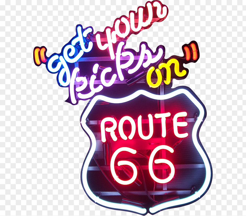 Route 66 U.S. (Get Your Kicks On) Neon Sign Logo PNG