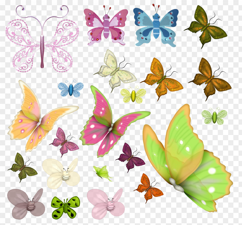 Colored Silk Monarch Butterfly Paper Clip Art PNG