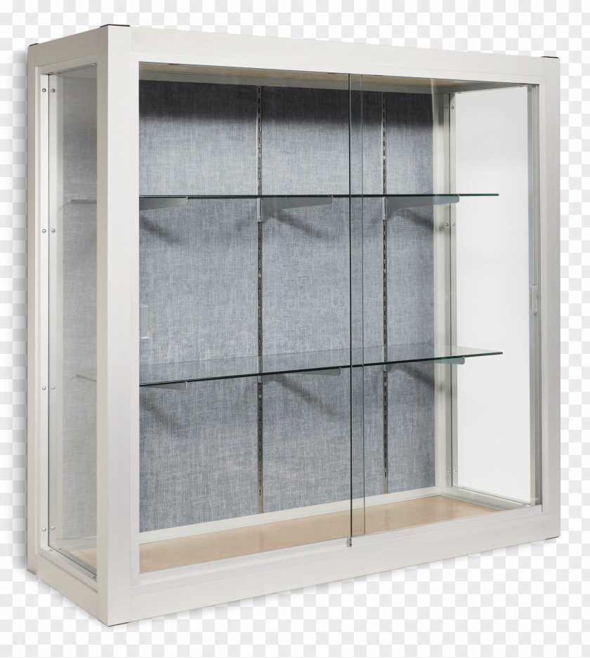 Glass Trophy Window Display Case Sliding Door Shelf PNG