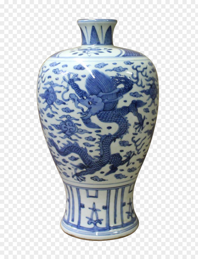 Porcelain Vase Blue And White Pottery Ceramic Meiping PNG