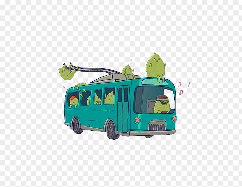 Simple Blue Bus Water Drops Illustration PNG