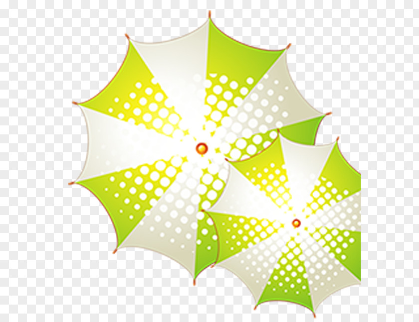 Green And Fresh Umbrella Decorative Patterns Yellow Leaf Pattern PNG