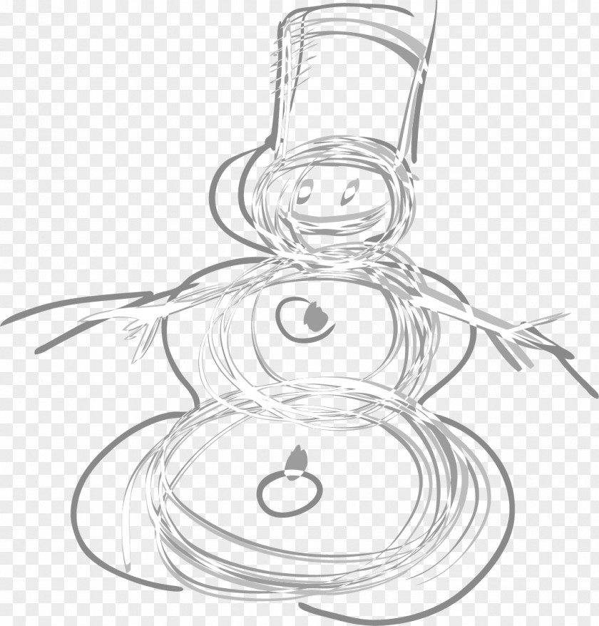 Snowman Line Winter PNG