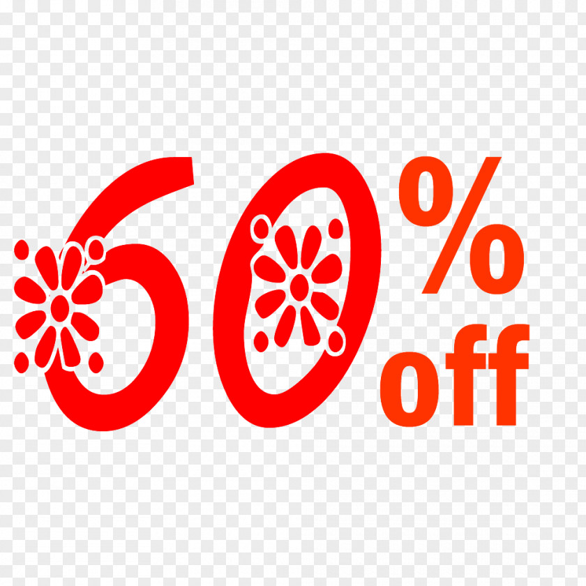 Spring 60% Off Discount Tag. PNG