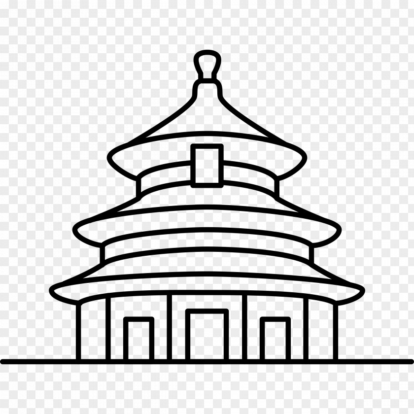 Heaven Temple Of Great Wall China Chinese Pagoda Drawing PNG