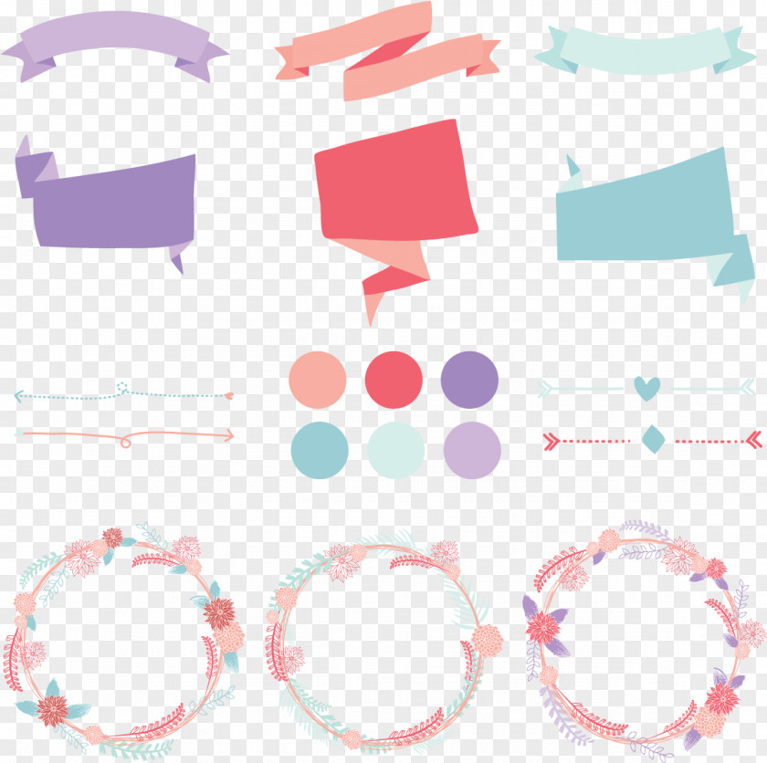 Cute Cartoon Style Banners Vector Wreath Adobe Illustrator Clip Art PNG