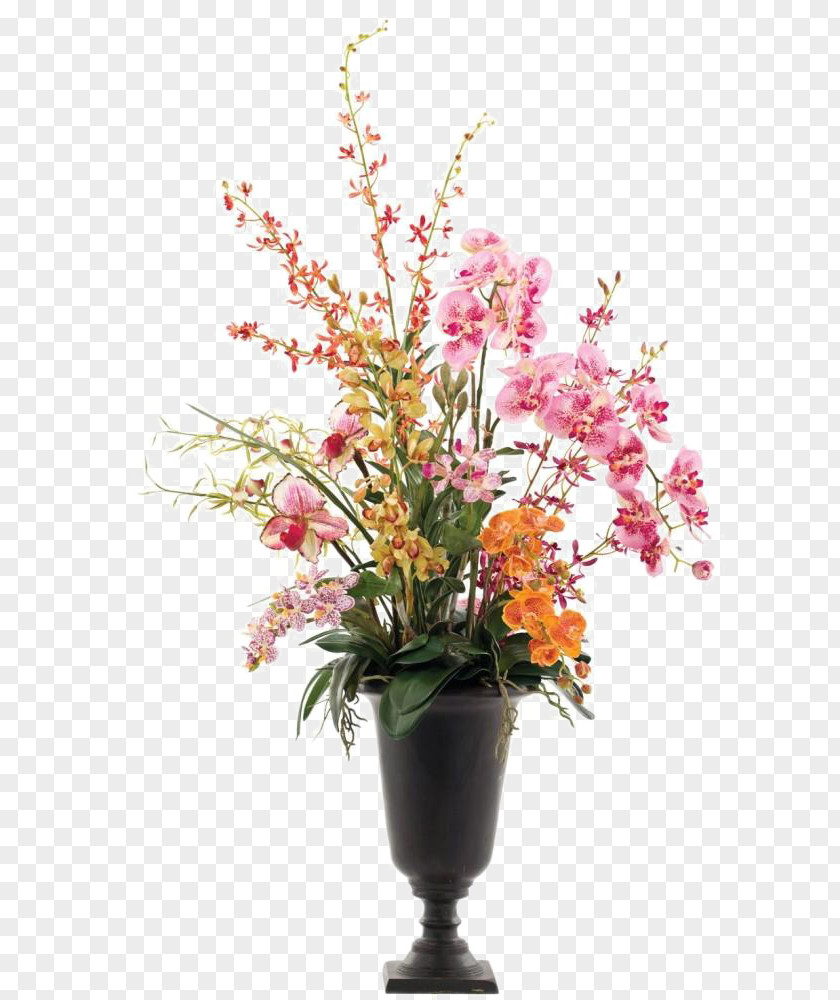 Phalaenopsis Flower Vase Decorated Soft Furnishings Installed Download PNG