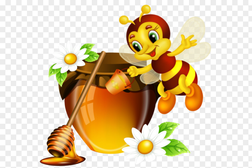 Cute Bee Honey Jar PNG