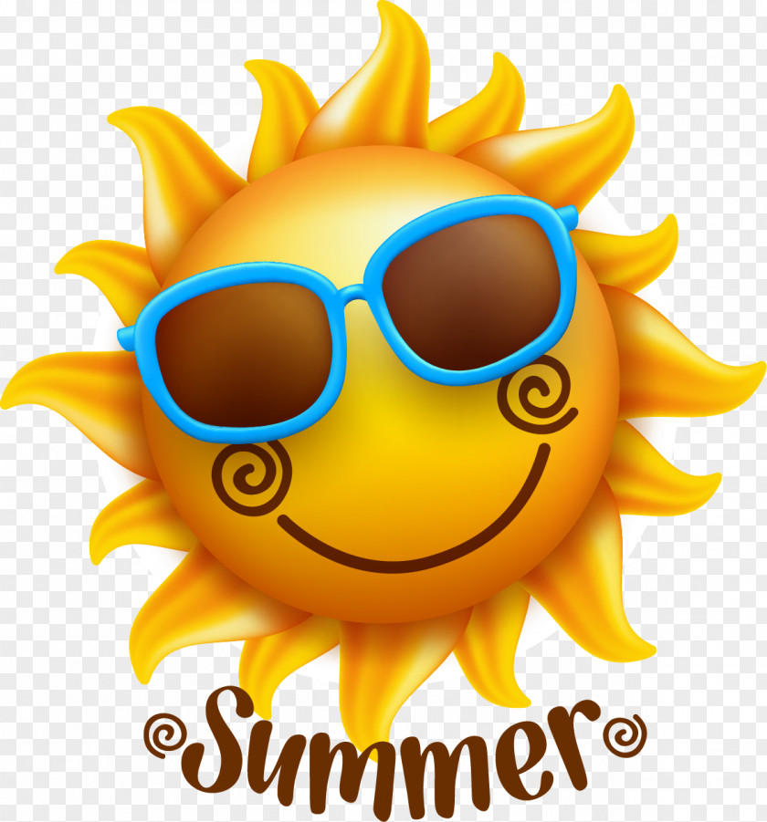 Summer Sun Smiley Face Illustration PNG