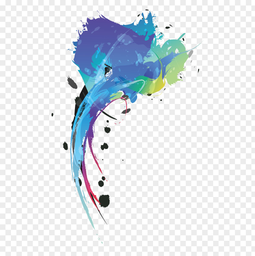 Vector Blue Ink Jet Watercolor Painting PNG
