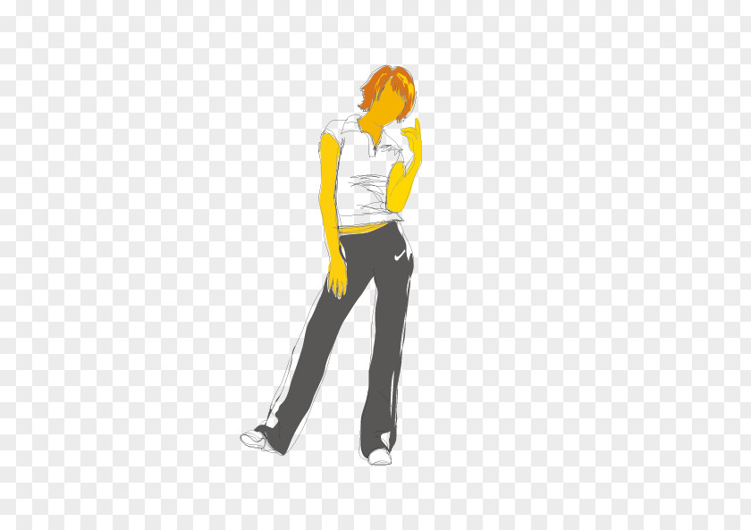 Woman Standing Cartoon Illustration PNG