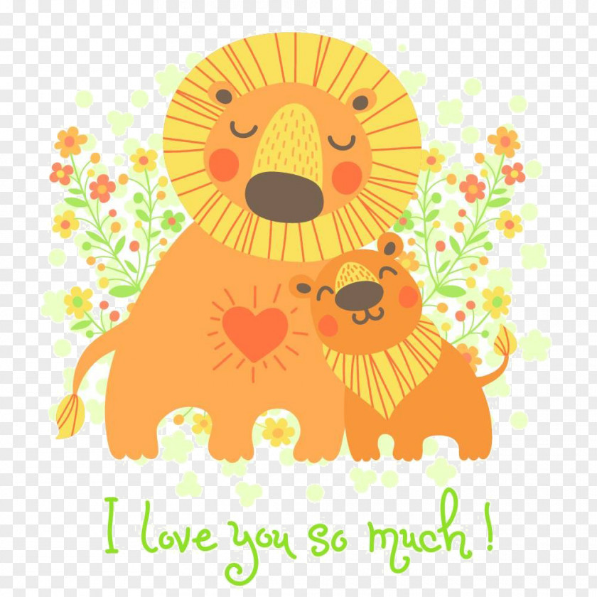 Cartoon Lion Flower Fathers Day Euclidean Vector Illustration PNG