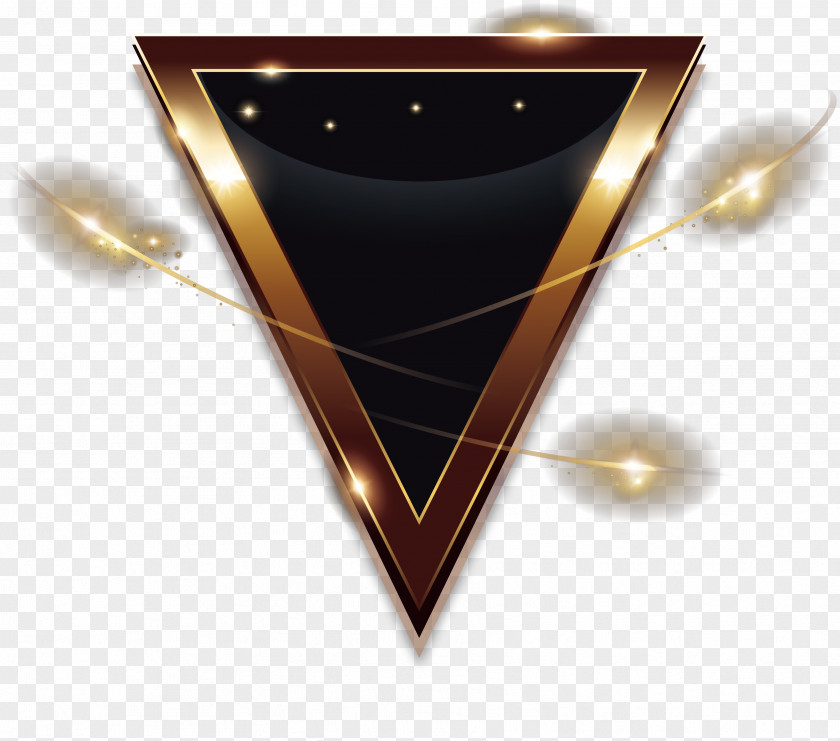 Inverted Triangle Geometry Golden Light PNG